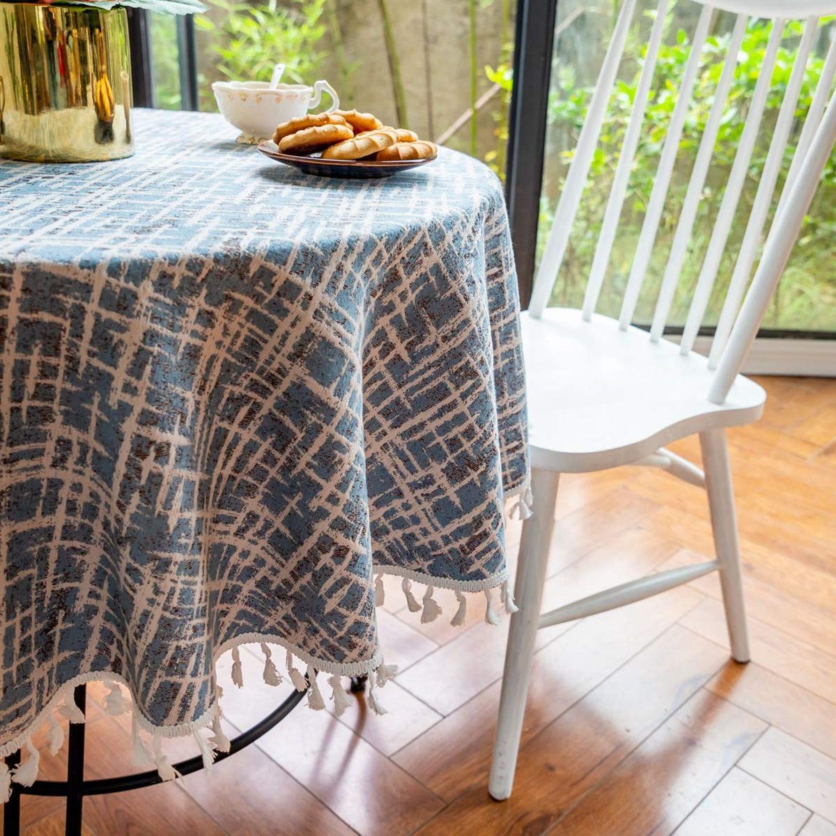 Amazon｜コットンリネン ヴィンテージテーブルクロス マルチタッセル